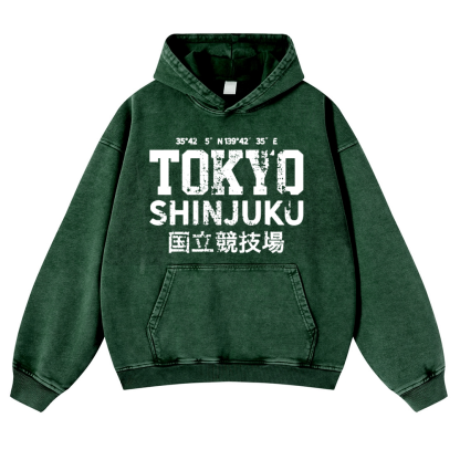 Tokyo Shinjuku intage Washed Thick Cotton Hoodie