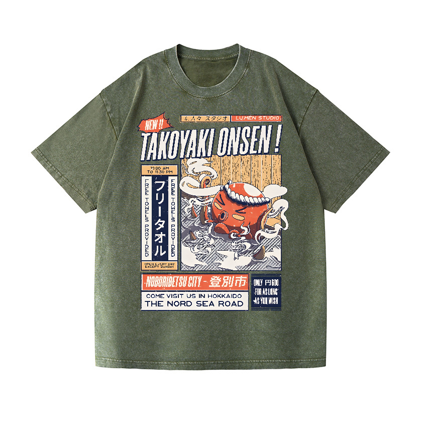 Octopus Takoyaki Vintage Wash Japanese Design T-Shirt