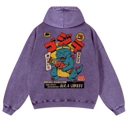 Spicy Dinosaur Vintage Washed Cotton Back Art Hoodie