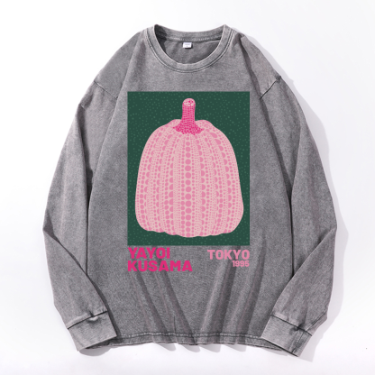 Yayoi Kusama Pumpkin Vintage Cotton Wash Crewneck Sweatshirt