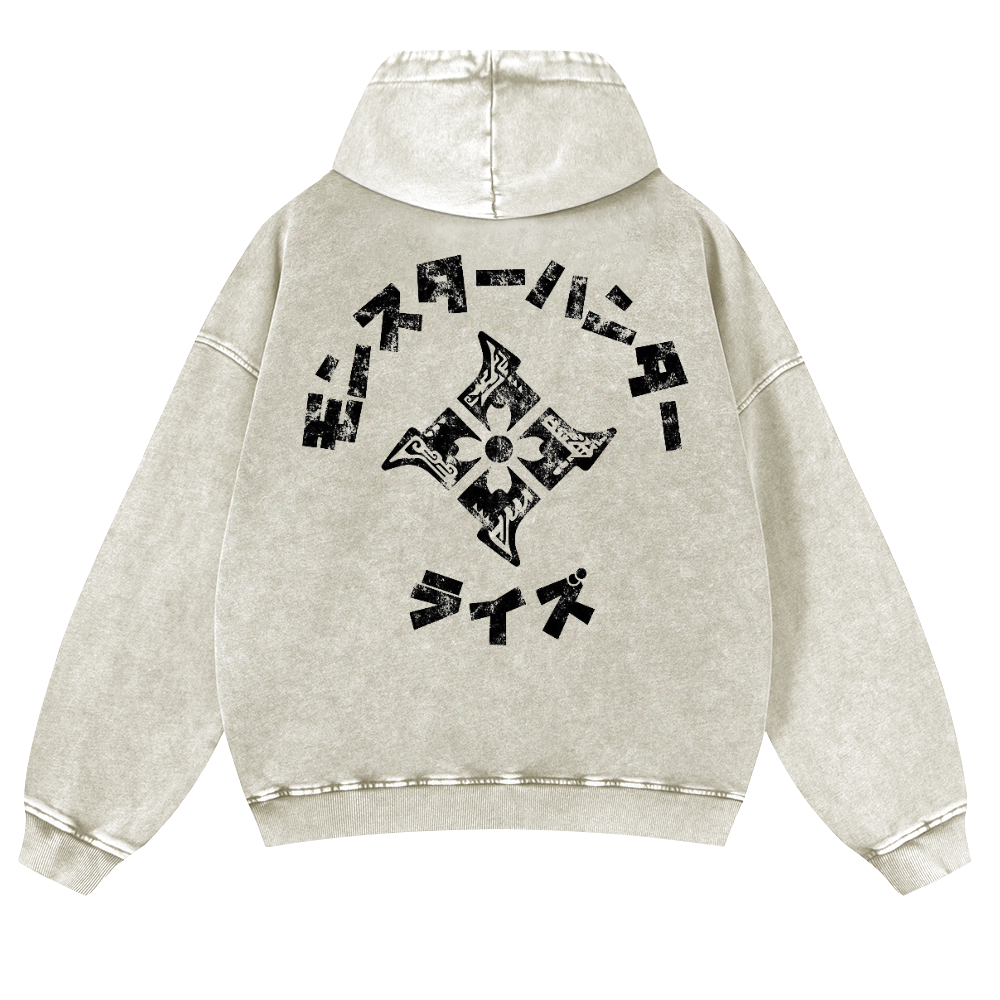 Monster Hunter Rise Vintage Washed Cotton Back Art Hoodie