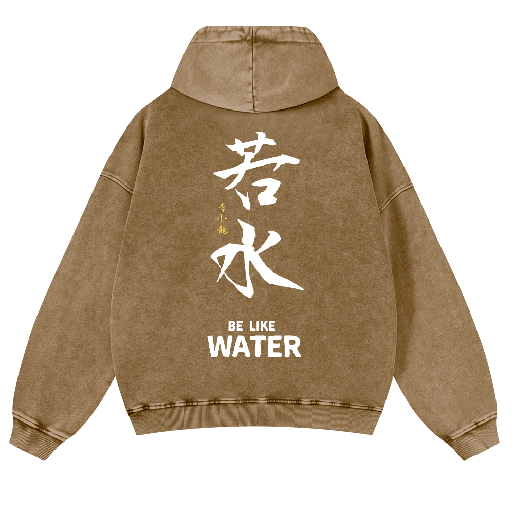 Bruce Lee Water Vintage Washed Cotton Back Art Hoodie