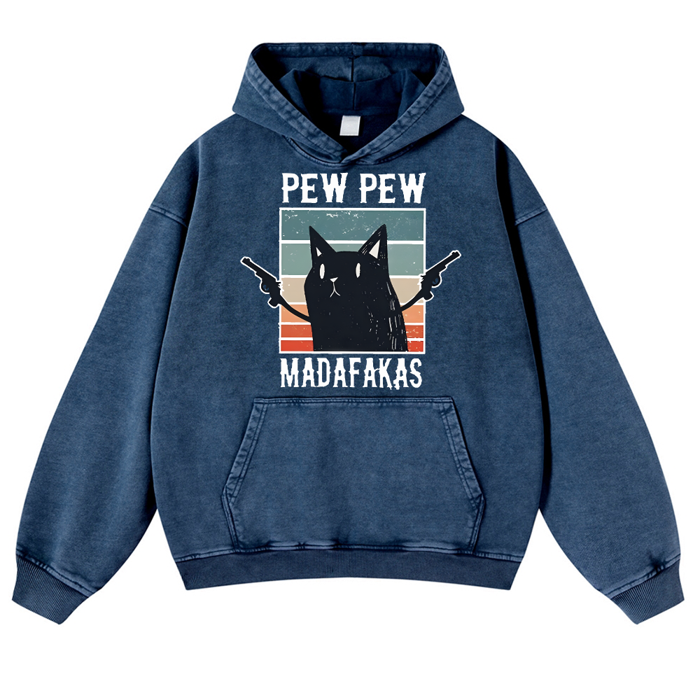 Cat Vintage Washed Thick Cotton Hoodie