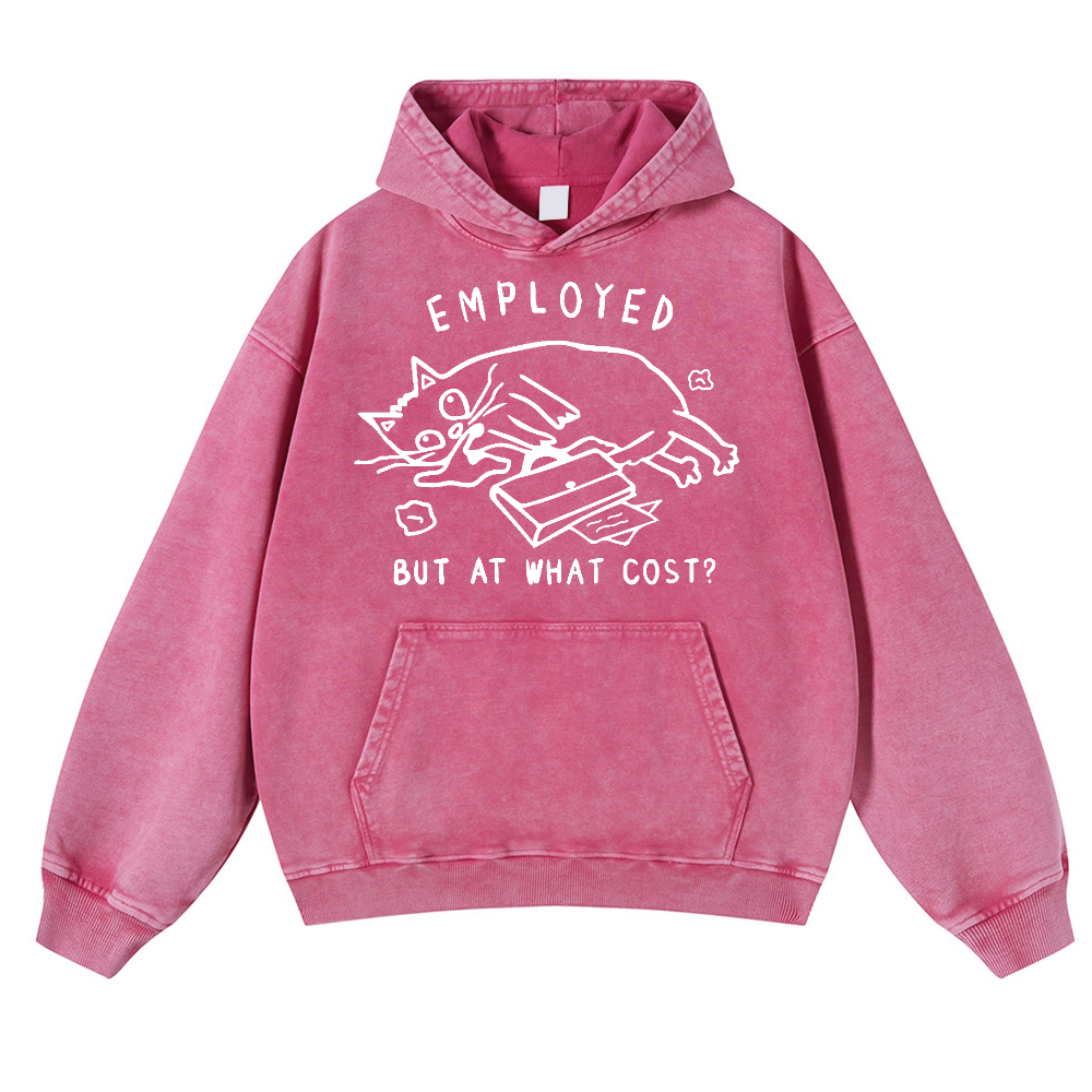 Cat Vintage Washed Thick Cotton Hoodie