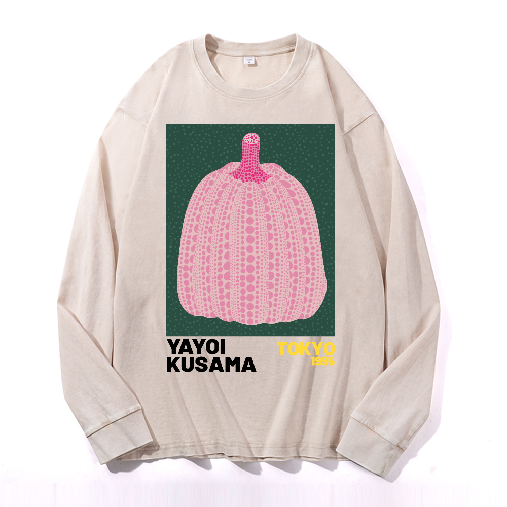 Yayoi Kusama Pumpkin Vintage Cotton Wash Crewneck Sweatshirt