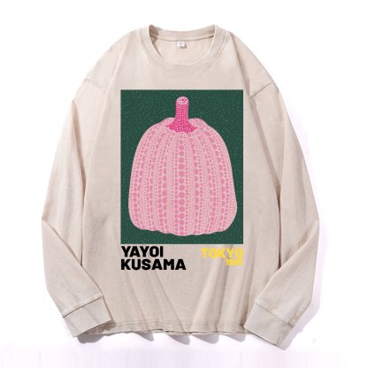 Yayoi Kusama Pumpkin Vintage Cotton Wash Crewneck Sweatshirt