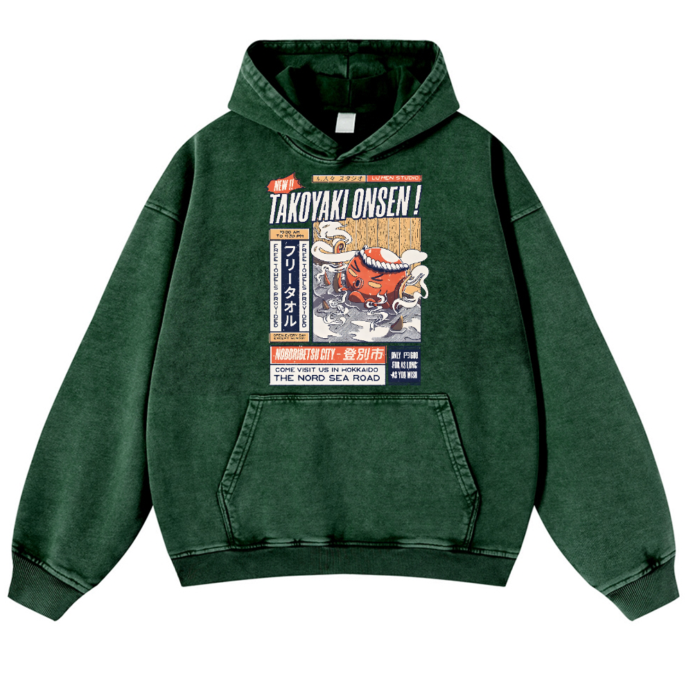 Takoyaki Octopus Vintage Washed Thick Cotton Hoodie