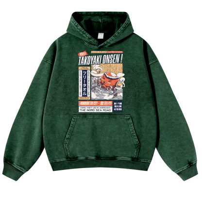 Takoyaki Octopus Vintage Washed Thick Cotton Hoodie