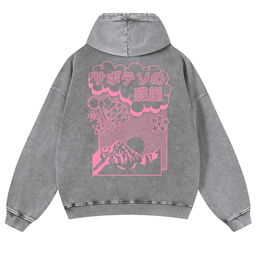 Sakura Vintage Washed Cotton Back Art Hoodie