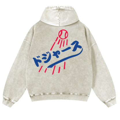 Baseball Vintage Washed Cotton Back Art Hoodie