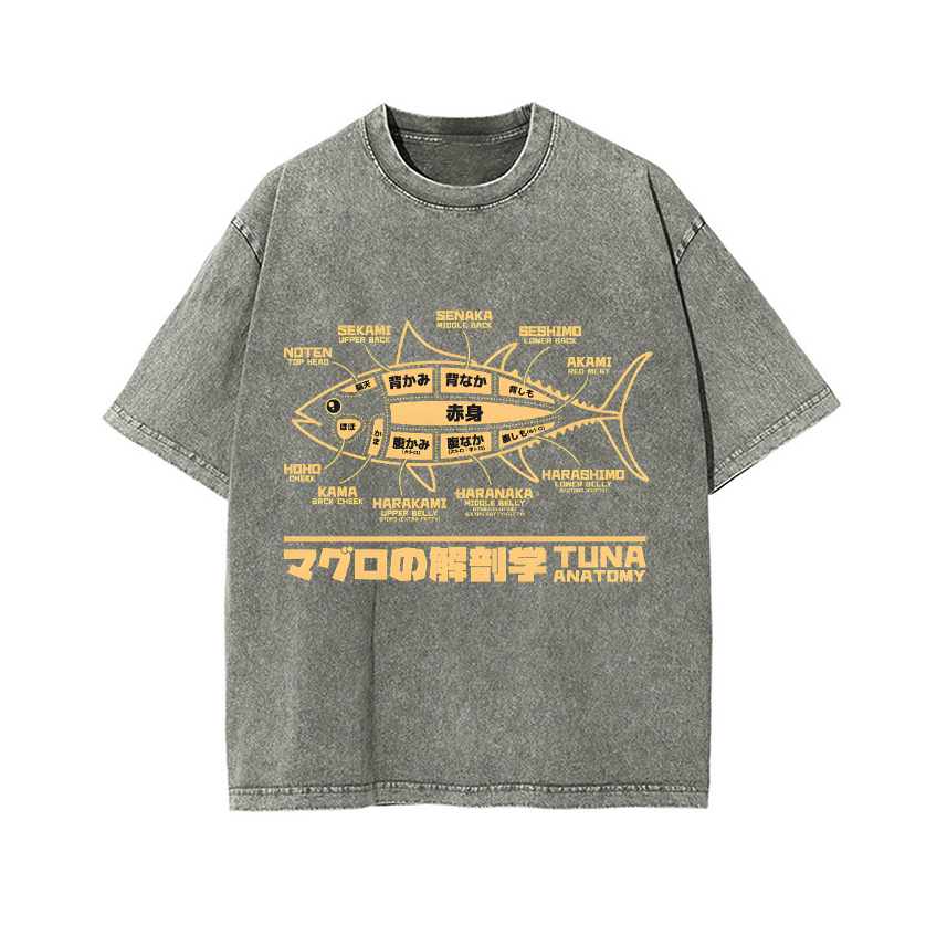 Fish Vintage Wash Japanese Design T-Shirt