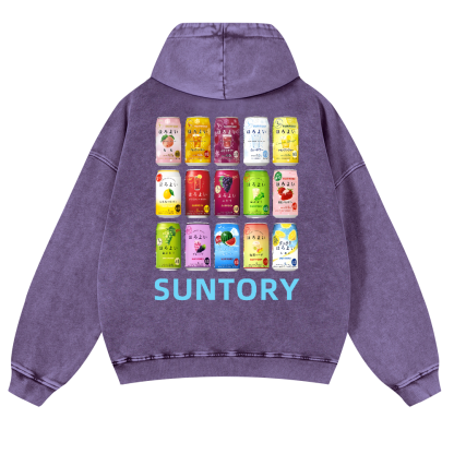 Suntory Vintage Washed Cotton Back Art Hoodie