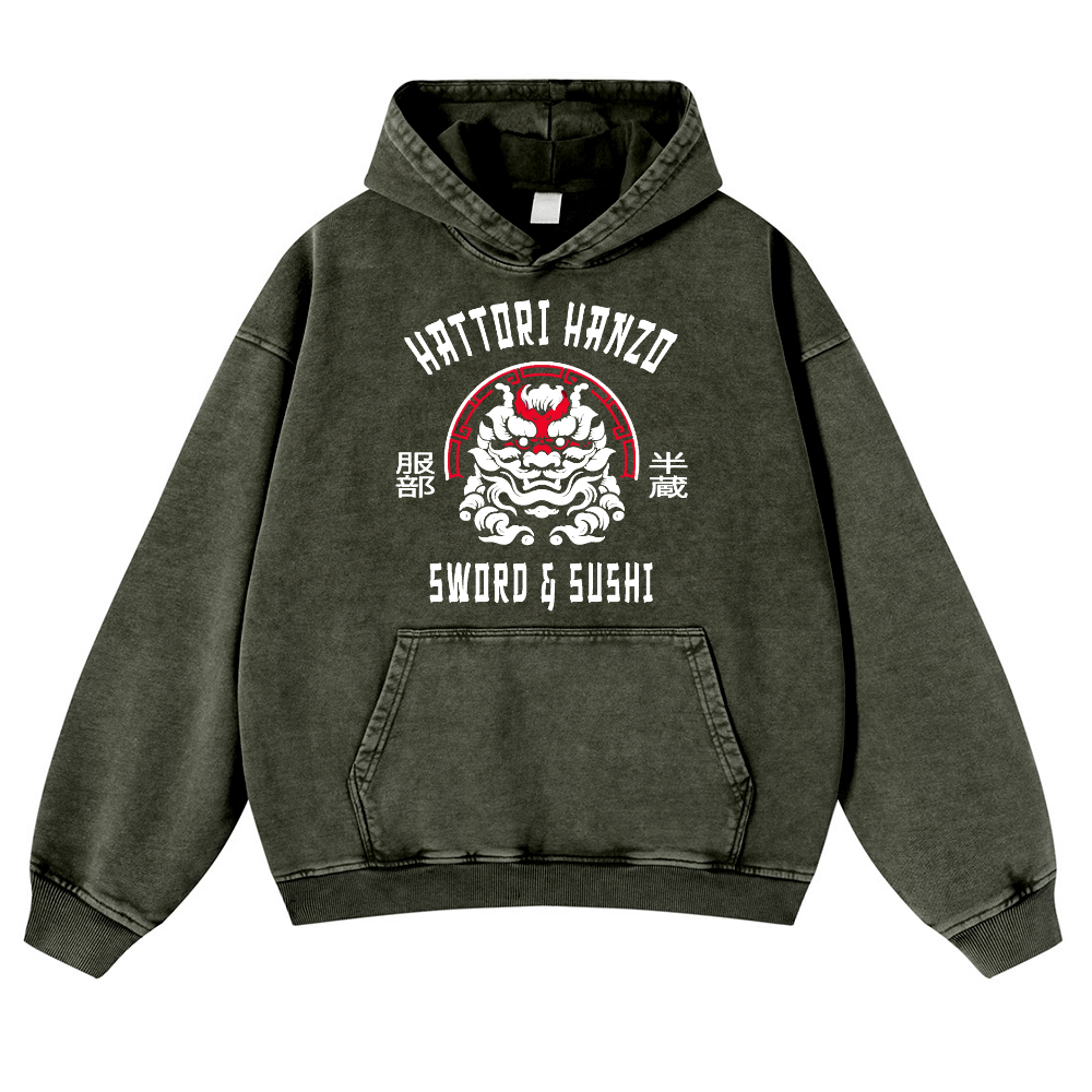Hattori Hanzo Vintage Washed Thick Cotton Hoodie