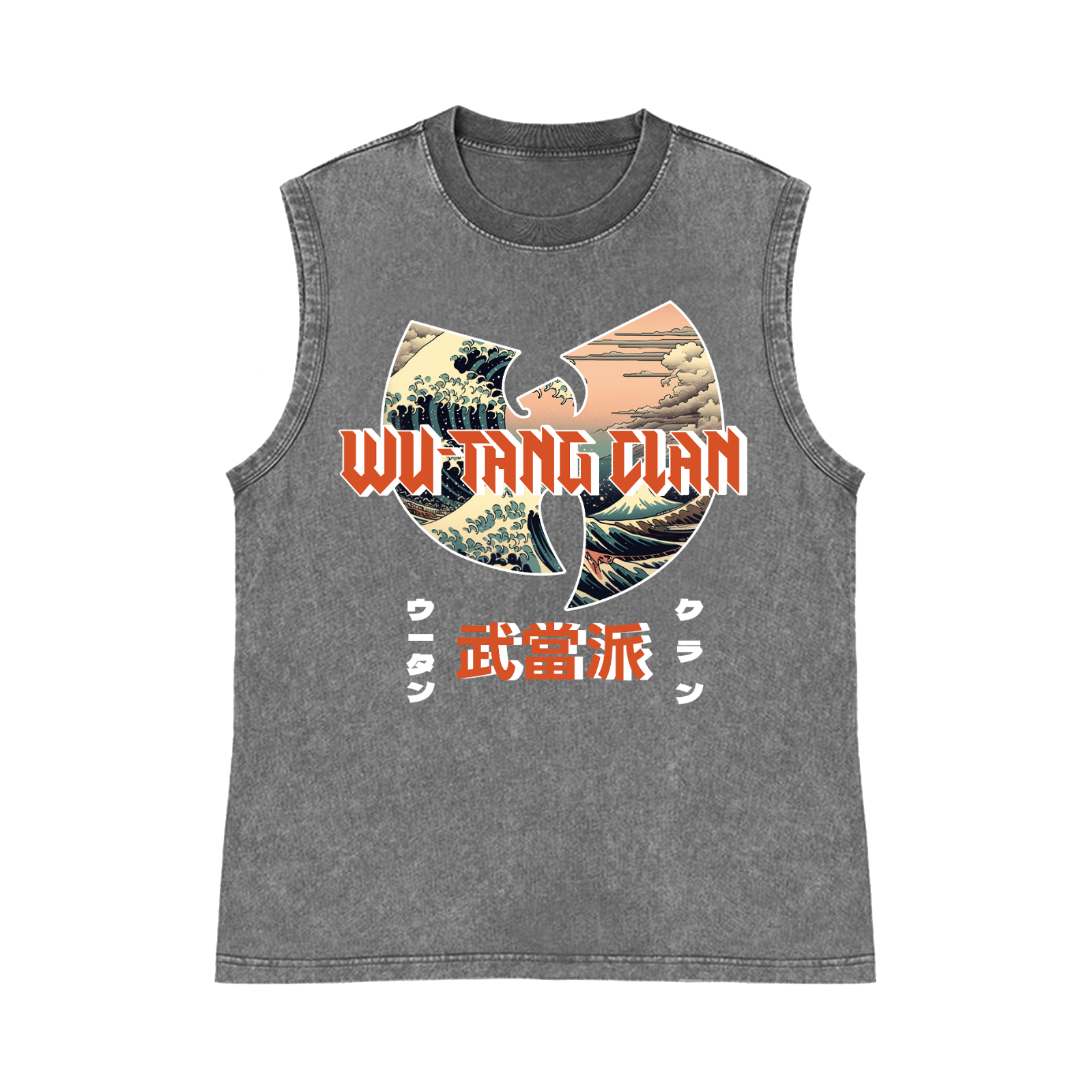 Wu-Tang Clan Ukiyoe Wave Pure Cotton Wash-Dyed Sleeveless Tank Top