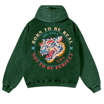 Tiger Vintage Washed Cotton Back Art Hoodie