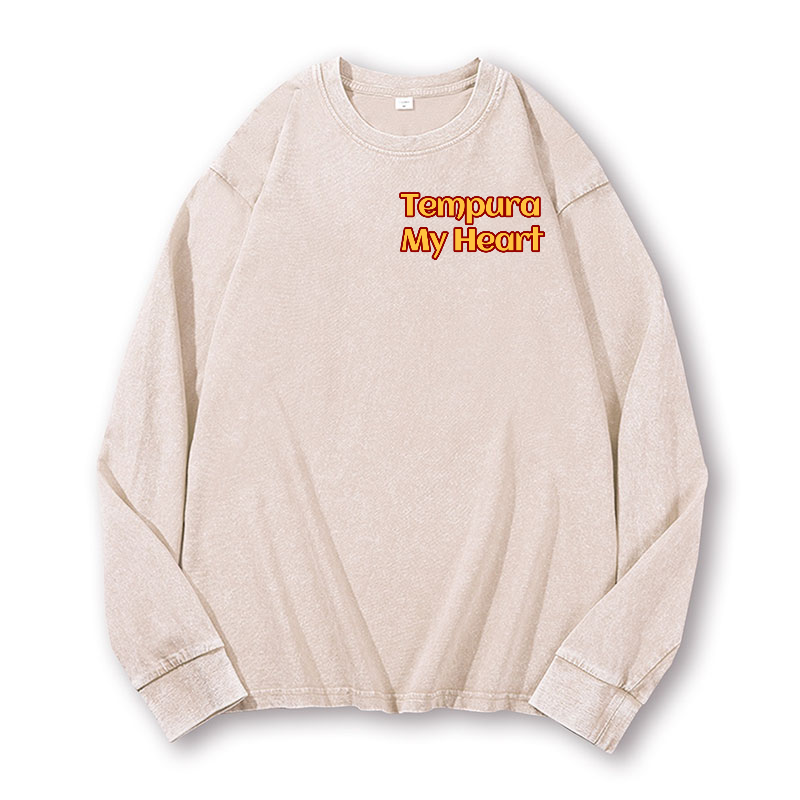 Tempura My Heart Vintage Washed Cotton Back Art Long-sleeve T-shirt