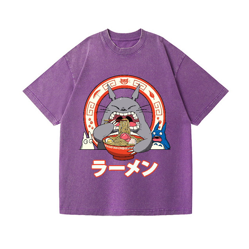 Ghibli Totoro Ramen  Anime Vintage Wash Japanese Design T-Shirt