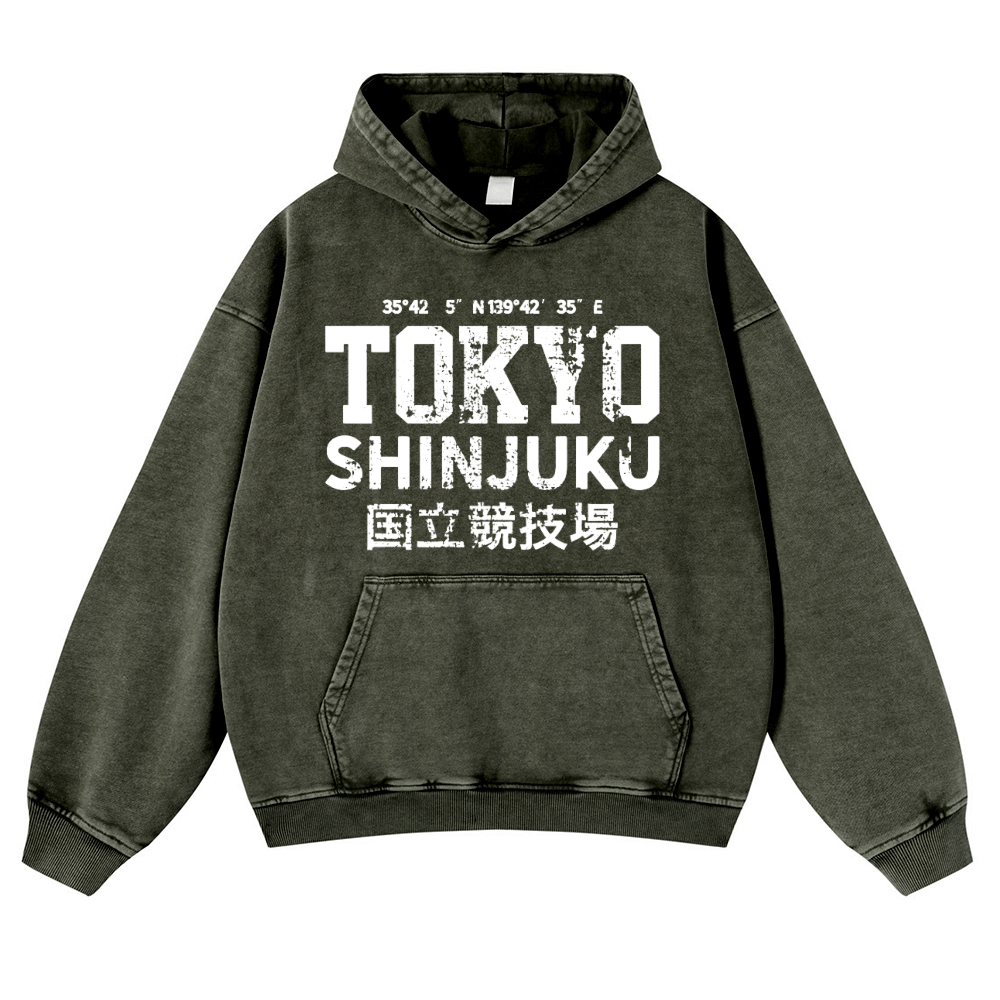 Tokyo Shinjuku intage Washed Thick Cotton Hoodie