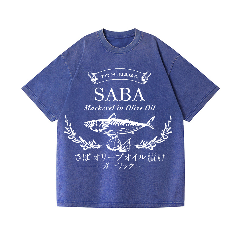 Mackerel Fish Vintage Wash Japanese Design T-Shirt