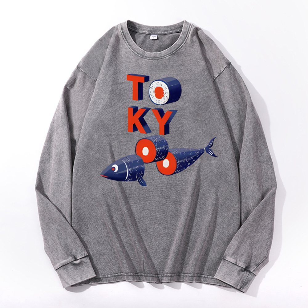 Tokyo Fish Vintage Cotton Wash Crewneck Sweatshirt