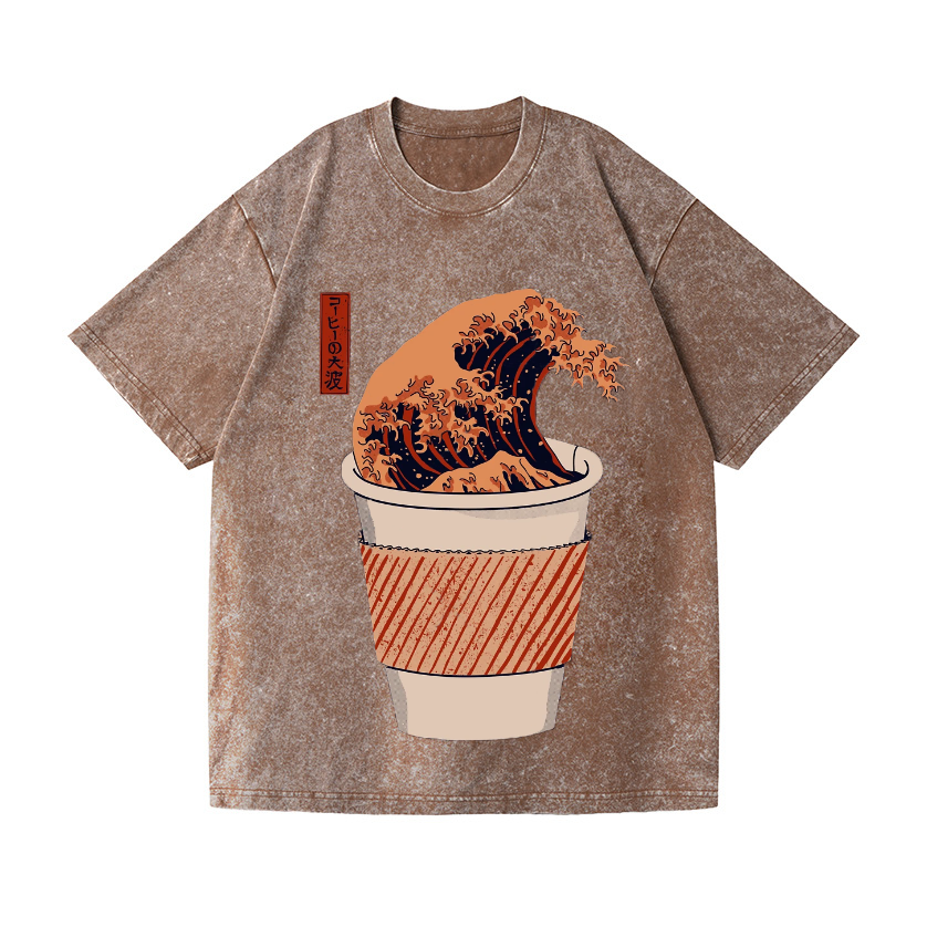 Wave Vintage Wash Japanese Design T-Shirt