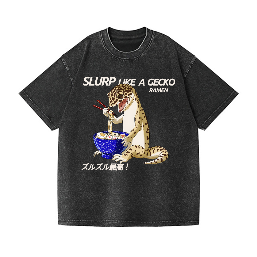 Gecko Vintage Wash Japanese Design T-Shirt
