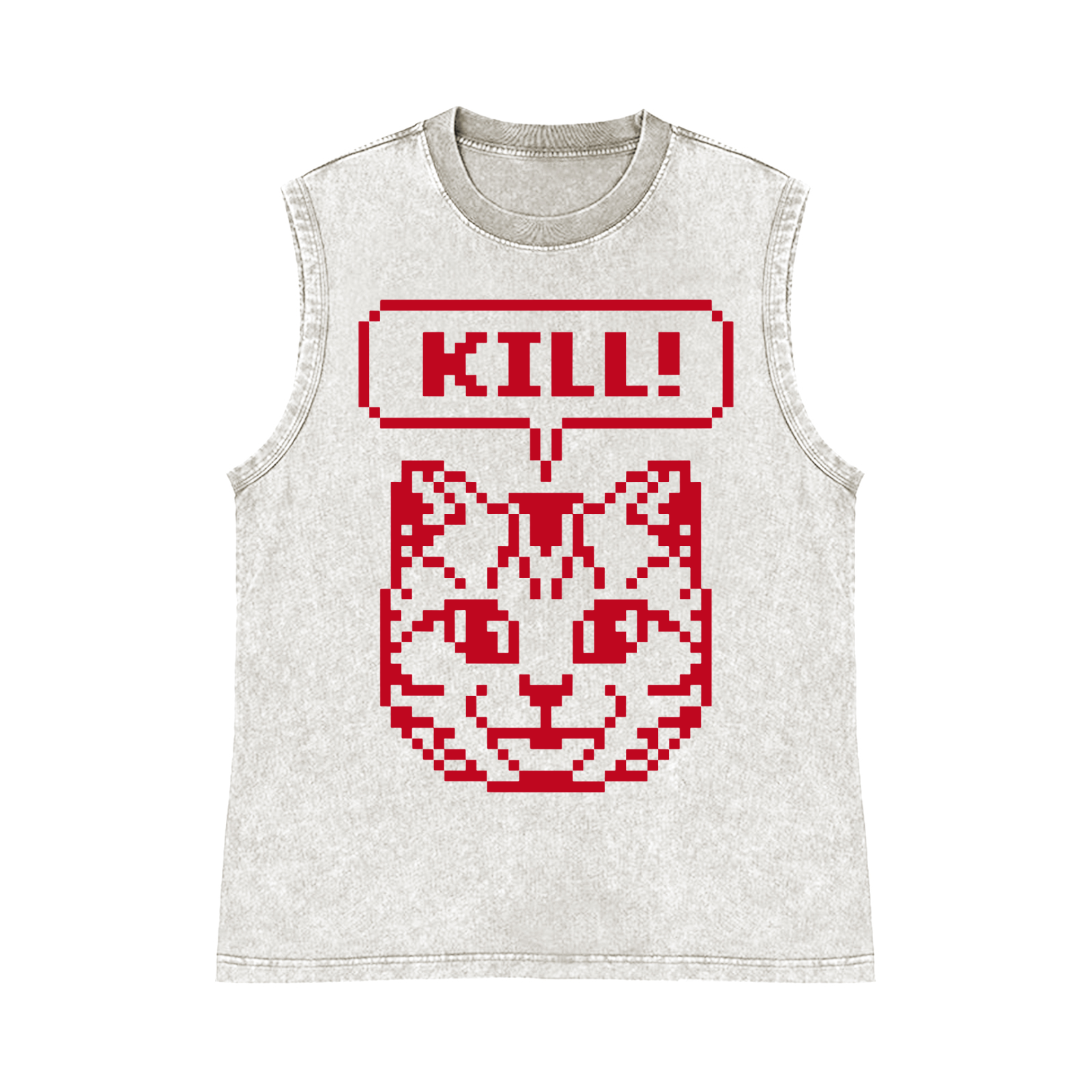 Kill Cat Pure Cotton Wash-Dyed Sleeveless Tank Top