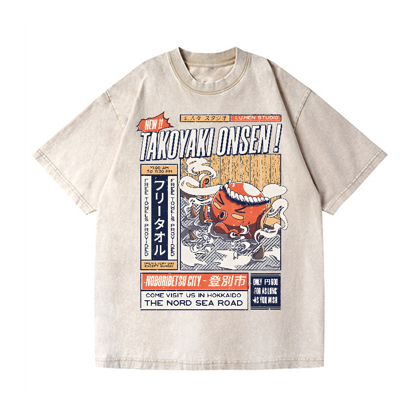 Octopus Takoyaki Vintage Wash Japanese Design T-Shirt
