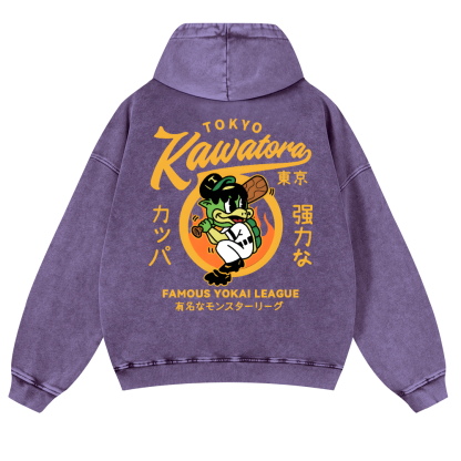 Tokyo Kawatora Vintage Washed Cotton Back Art Hoodie
