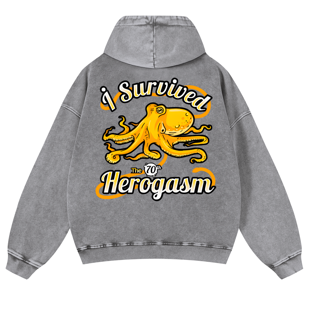 Octopus Vintage Washed Cotton Back Art Hoodie