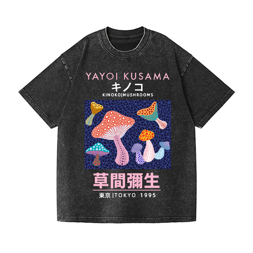 Yayoi Kusama Mushroom Vintage Wash Japanese Design T-Shirt