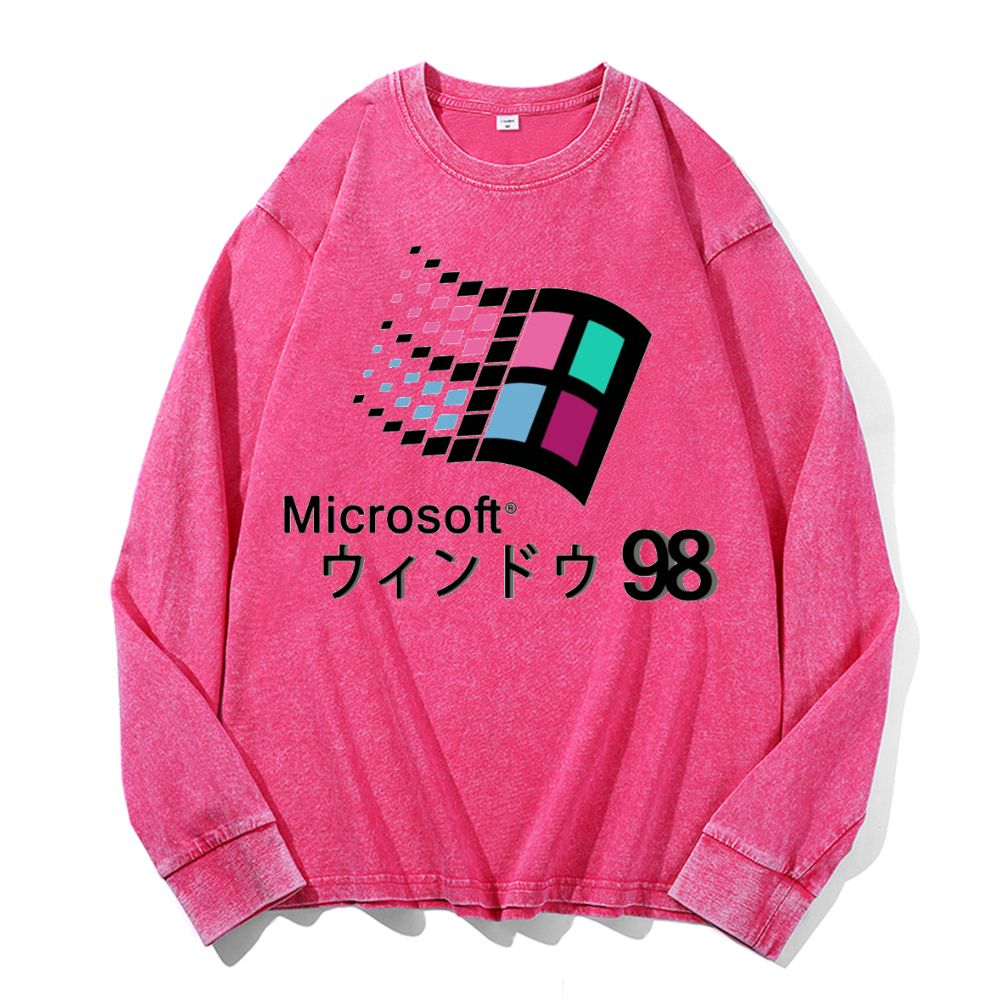 Microsoft Windows 98 Vintage Cotton Wash Crewneck Sweatshirt