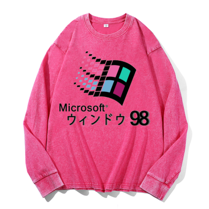 Microsoft Windows 98 Vintage Cotton Wash Crewneck Sweatshirt