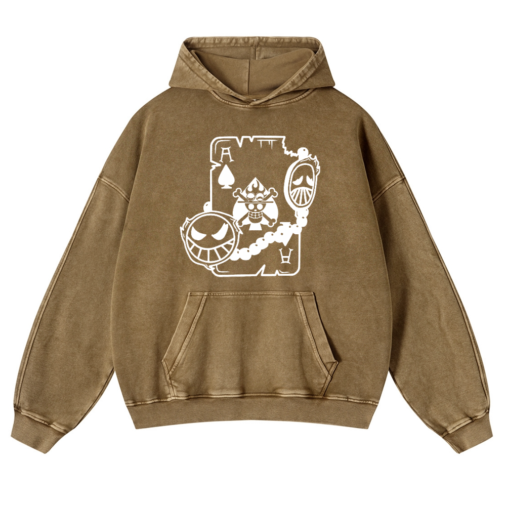 One Piece Vintage Washed Thick Cotton Hoodie