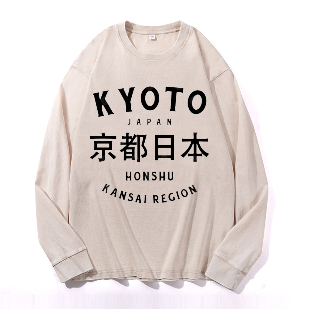 Kyoto Japan Vintage Cotton Wash Crewneck Sweatshirt
