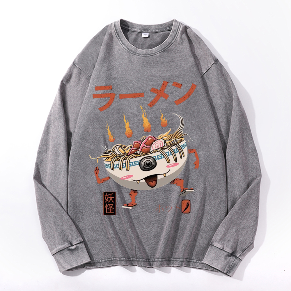 Ramen Monster Vintage Cotton Wash Crewneck Sweatshirt