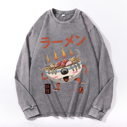 Ramen Monster Vintage Cotton Wash Crewneck Sweatshirt