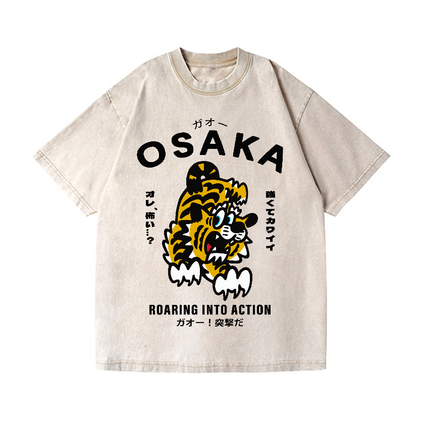 Osaka Tiger Vintage Wash Japanese Design T-Shirt