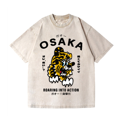 Osaka Tiger Vintage Wash Japanese Design T-Shirt