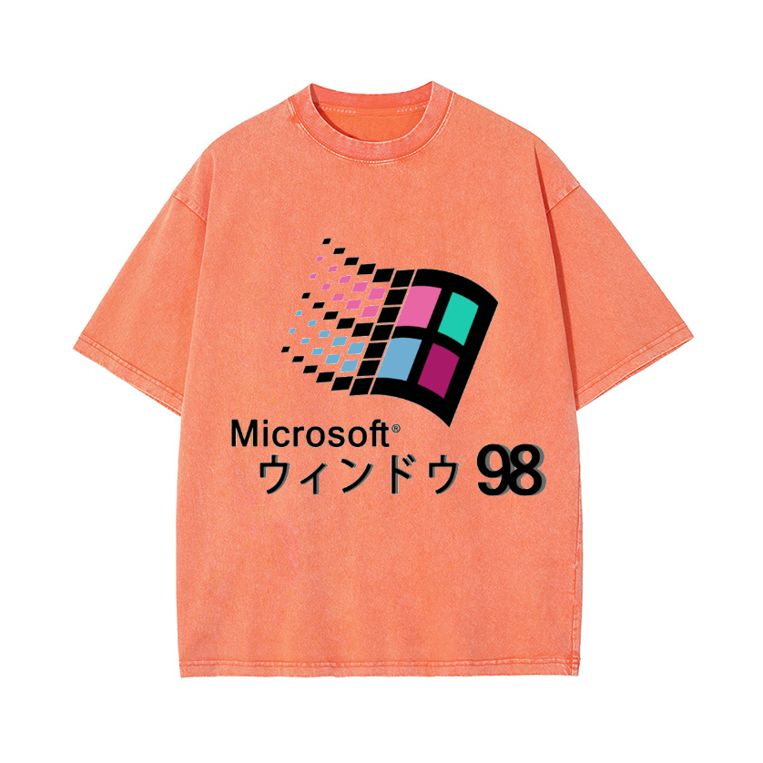 Microsoft Windows 98 Vintage Wash Japanese Design T-Shirt