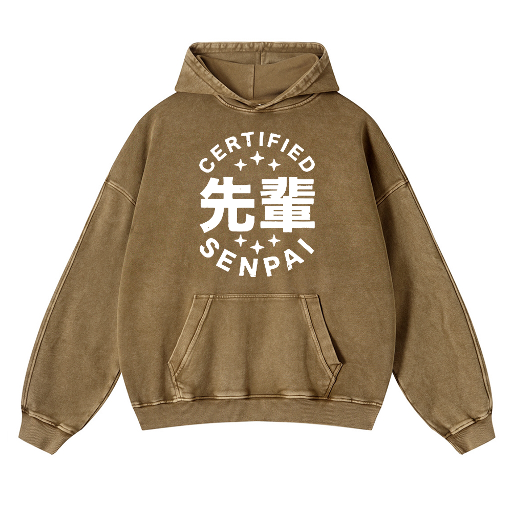 Senpai Vintage Washed Thick Cotton Hoodie