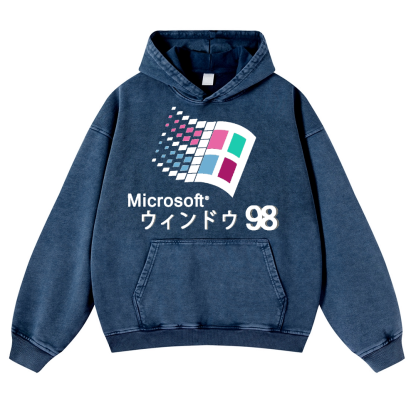 Microsoft Windows 98 Vintage Washed Thick Cotton Hoodie