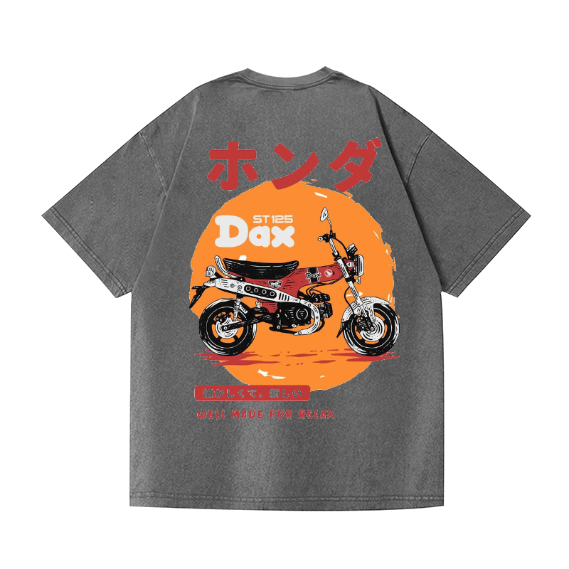 Dax Motorcycle Vintage Wash Japanese Design Back Art T-Shirt