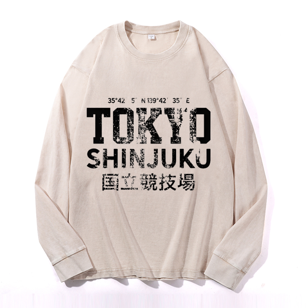 Tokyo Shinjuku Vintage Cotton Wash Crewneck Sweatshirt