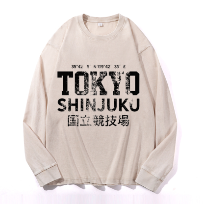 Tokyo Shinjuku Vintage Cotton Wash Crewneck Sweatshirt