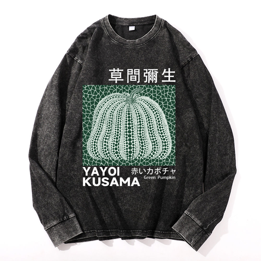Yayoi Kusama Pumpkin Vintage Cotton Wash Crewneck Sweatshirt