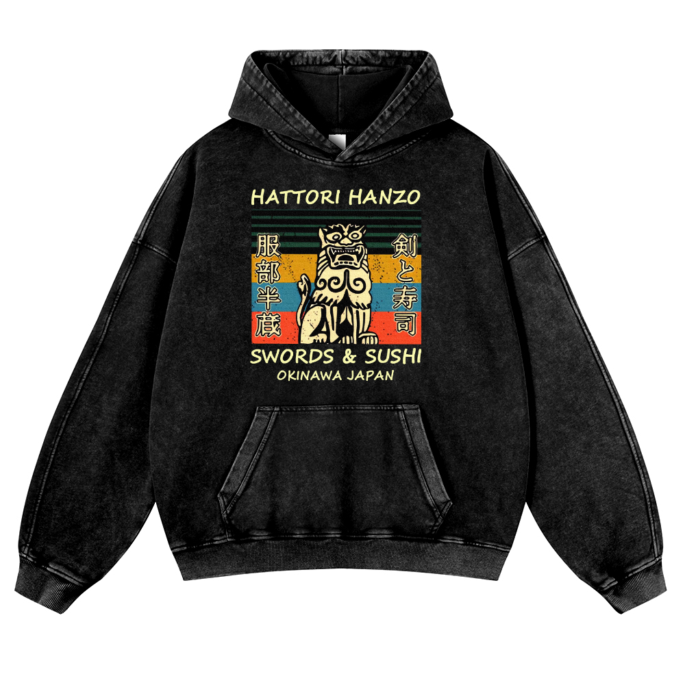 Hattori Hanzo Vintage Washed Thick Cotton Hoodie