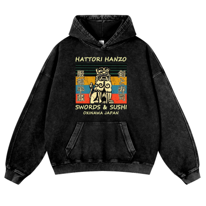 Hattori Hanzo Vintage Washed Thick Cotton Hoodie