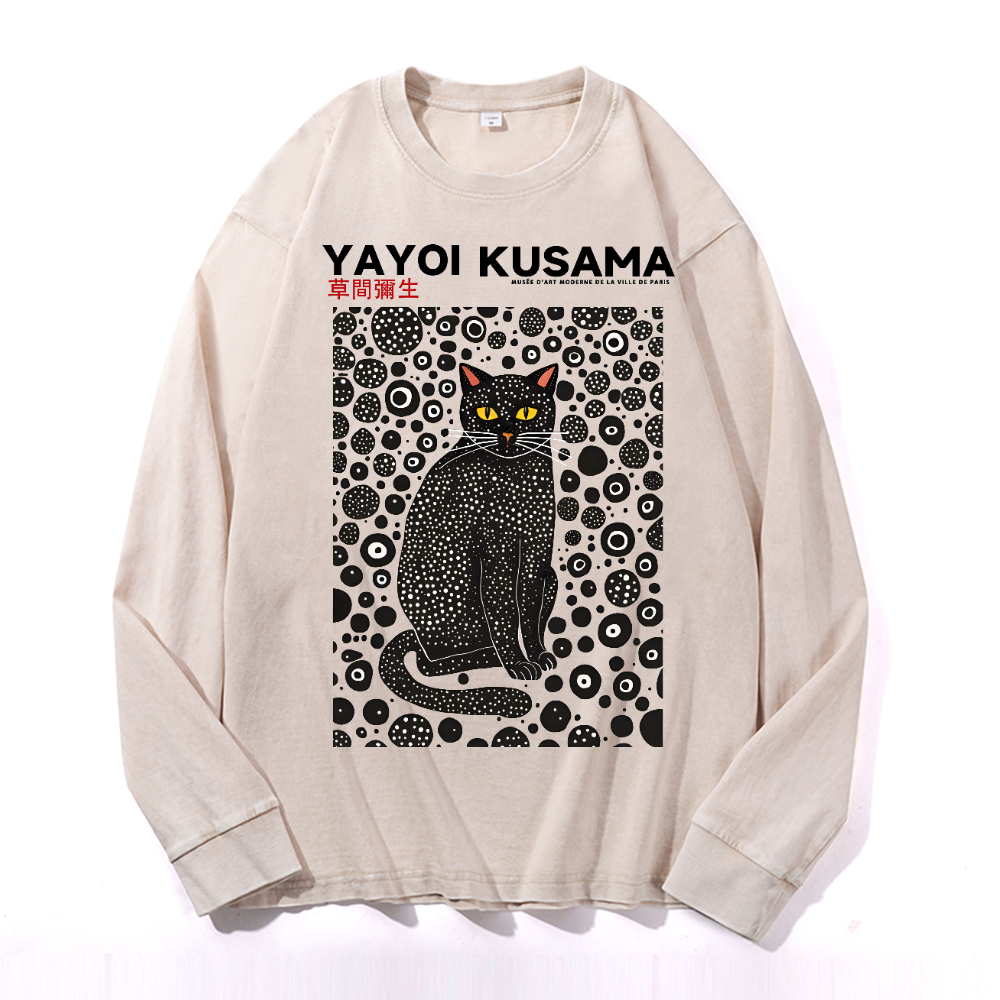 Yayoi Kusama Cat Vintage Cotton Wash Crewneck Sweatshirt
