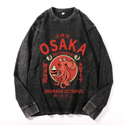 OSAKA Dotonbori Vintage Cotton Wash Crewneck Sweatshirt